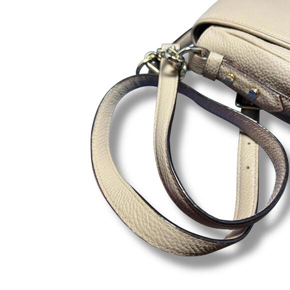 Kate Spade New York Crossbody Bag Nude Taupe Pebbled Leather Flap Purse - Picture 7 of 15